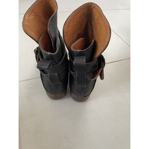 P. Monjo Ankle Boots Strappy Pull On Leather FLAWS - Picture 9 of 12